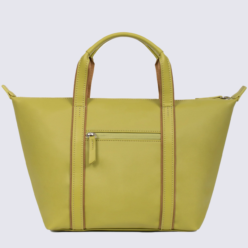 Sac Cabas Hexagona, Sac Cabas simili cuir grainé femme en synthétique vert anis
