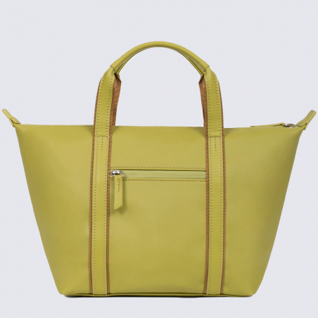 Sac Cabas Hexagona, Sac Cabas simili cuir grainé femme en synthétique vert anis