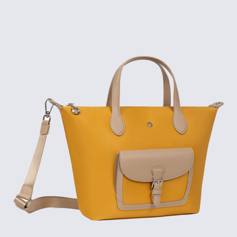 Sac Cabas Hexagona, Sac Cabas toile déperlante chic femme en synthétique jaune