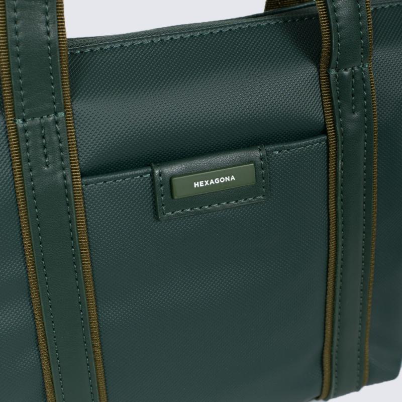 Sac cabas Hexagona, Sac cabas porté main femme en matière synthétique vert foncé sapin