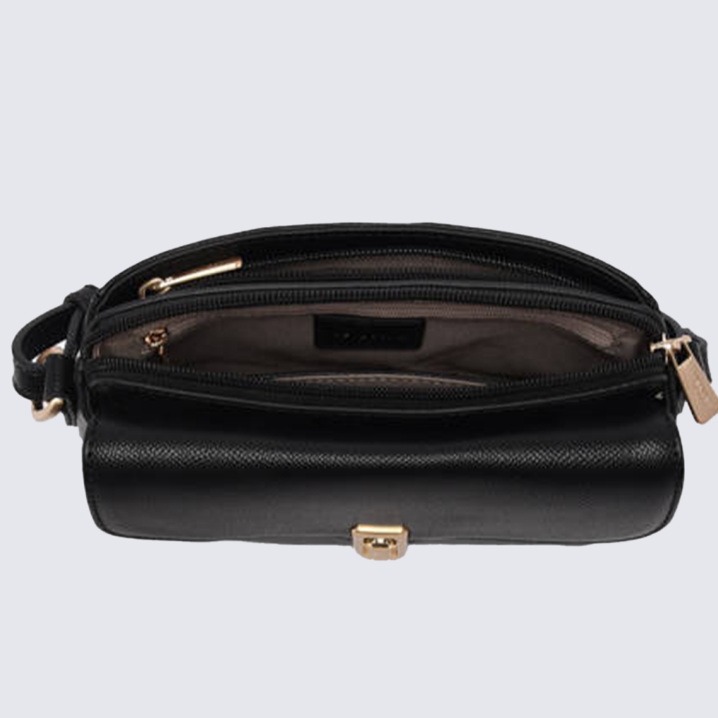 Sac bandoulière Hexagona, sac bandoulière chic femme en cuir noir