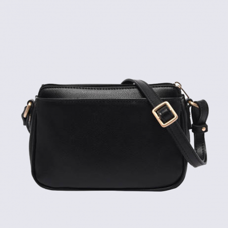 Sac bandoulière Hexagona, sac bandoulière chic femme en cuir noir