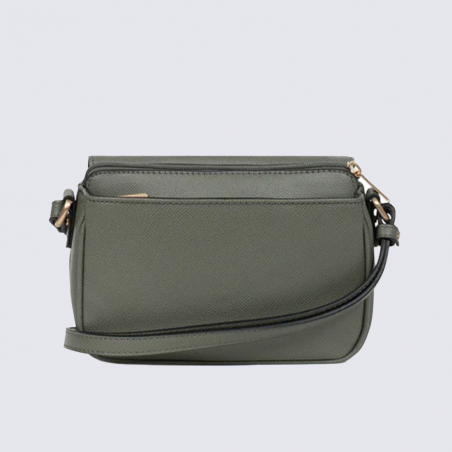 Sac bandoulière Hexagona, sac bandoulière chic femme en cuir kaki