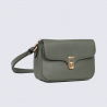 Sac bandoulière Hexagona, sac bandoulière chic femme en cuir kaki