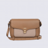 Sac bandoulière Hexagona, sac bandoulière femme en textile bicolore camel beige