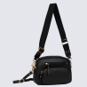 Sac bandoulière Hexagona, Sac bandoulière format compact femme en cuir noir