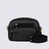 Sac bandoulière Hexagona, Sac bandoulière format compact femme en cuir noir
