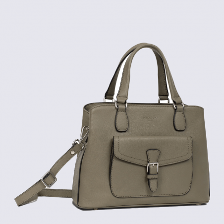 Sac à main Hexagona, Sac à main chic et pratique femme en cuir olive