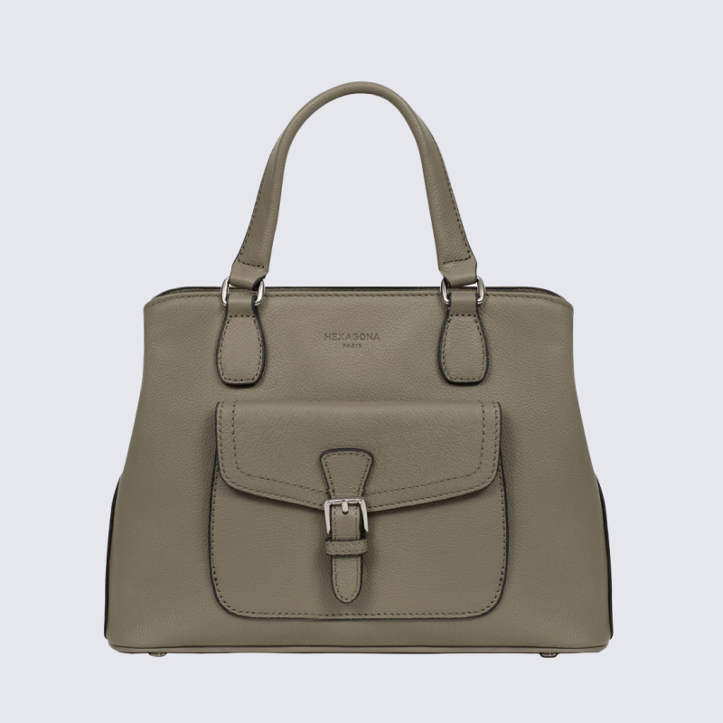 Sac à main Hexagona, Sac à main chic et pratique femme en cuir olive