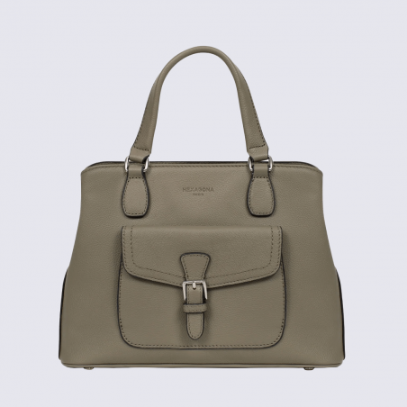 Sac à main Hexagona, Sac à main chic et pratique femme en cuir olive