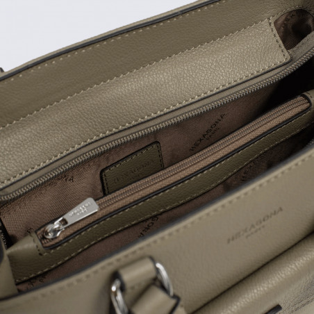 Sac à main Hexagona, Sac à main chic et pratique femme en cuir olive