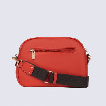 Sac porté travers Hexagona, Sac porté travers compact élégant femme en cuir orange