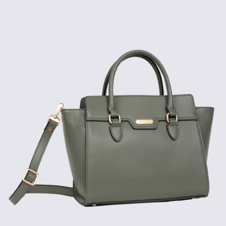 Sac porté main Hexagona, Sac porté main structuré élégant femme en synthétique kaki
