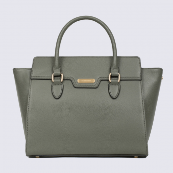 Sac porté main Hexagona, Sac porté main structuré élégant femme en synthétique kaki