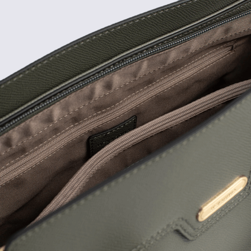 Sac porté main Hexagona, Sac porté main structuré élégant femme en synthétique kaki