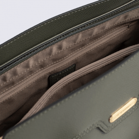 Sac porté main Hexagona, Sac porté main structuré élégant femme en synthétique kaki