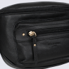Sac porté travers Hexagona, Sac porté compact élégant femme en cuir noir
