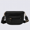 Sac porté travers Hexagona, Sac porté compact élégant femme en cuir noir