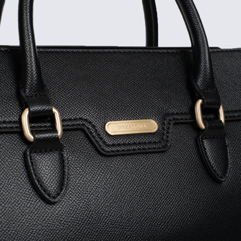 Sac porté main Hexagona, Sac porté main structuré élégant femme en synthétique noir