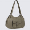 Sac porté épaule Hexagona, Sac porté épaule moderne et chic cuir grainé femme olive