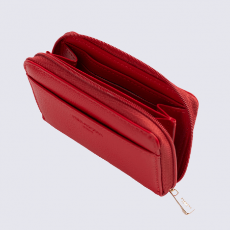 Porte-cartes Hexagona Confort, Porte-cartes compact femme en cuir fraise