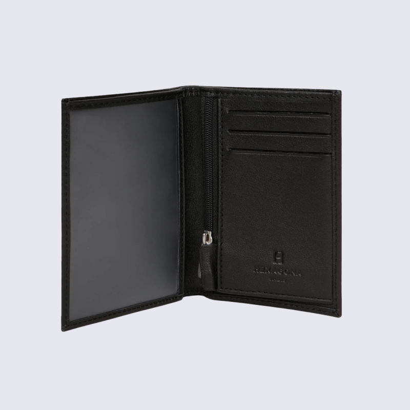 Portefeuille européen Hexagona, Portefeuille européen chic soft Homme cuir noir