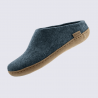 Chaussons Glerups, modèle Slip-On mixte en laine naturelle Denim