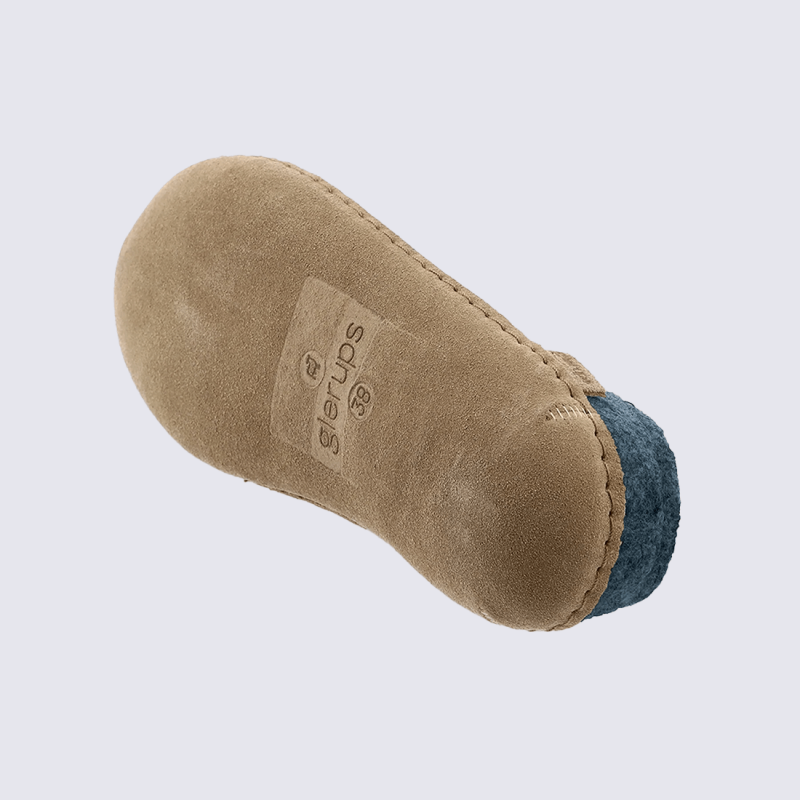 Chaussons Glerups, modèle Slip-On mixte en laine naturelle Denim