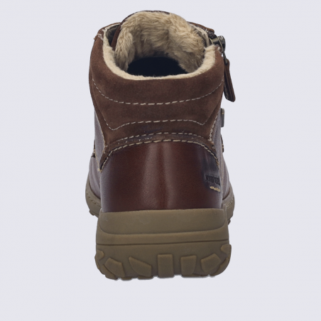 Bottines Josef Seibel, Bottines boots confort femme en cuir lisse castagne