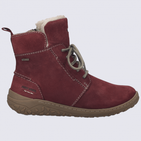 bottines Josef Seibel, bottines confort et chaude femme en cuir nubuck prune