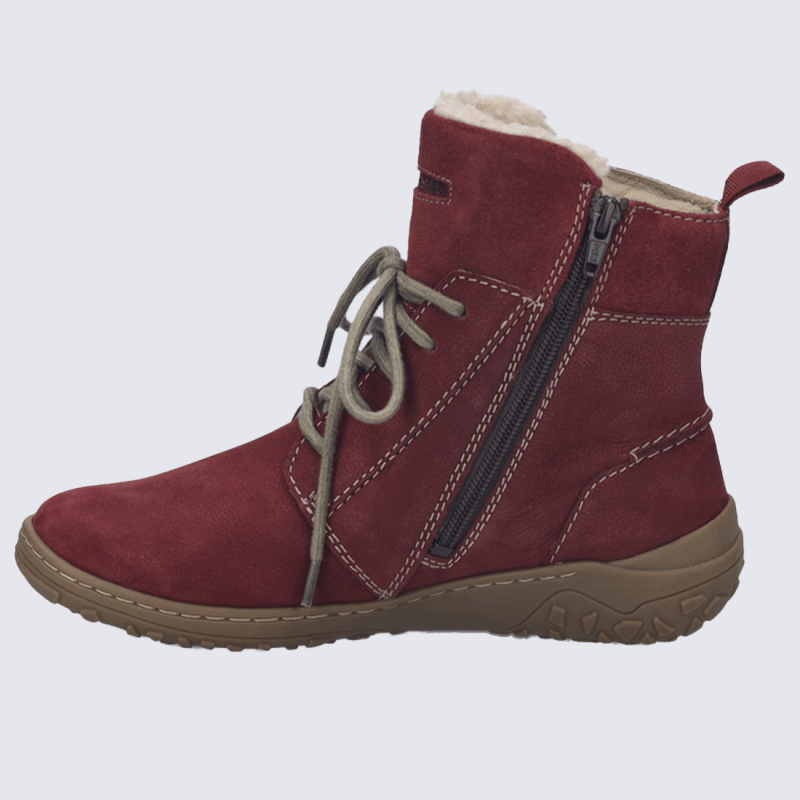 bottines Josef Seibel, bottines confort et chaude femme en cuir nubuck prune