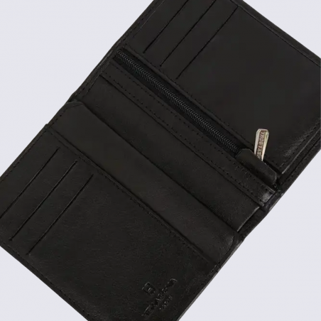 Portefeuille Hexagona, Portefeuille élégant homme en cuir noir