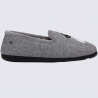 Chaussons Isotoner, chaussons brodés chaud et fourré femme en textile gris