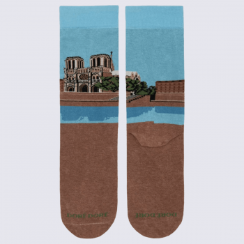 Chaussettes Doré Doré, Chaussettes motif Notre-Dame homme en coton peigné multicolore