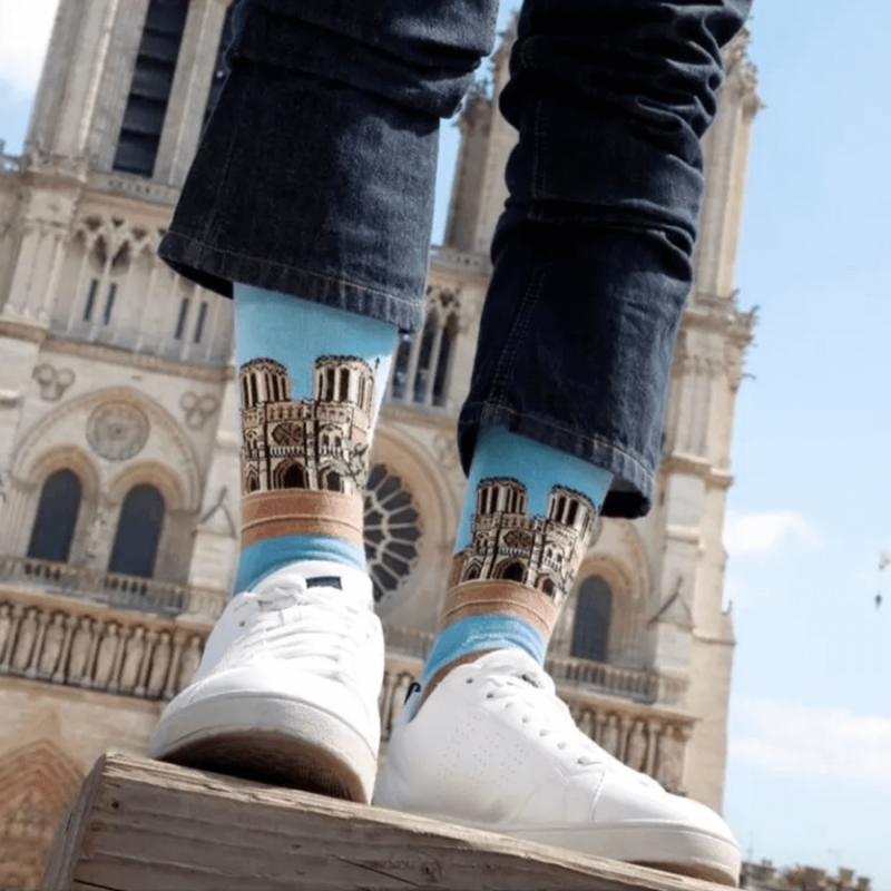 Chaussettes Doré Doré, Chaussettes motif Notre-Dame homme en coton peigné multicolore