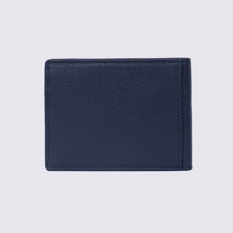 Portefeuille Hexagona, Portefeuille deux volets homme en cuir de vachette grainé marine