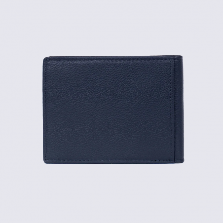 Portefeuille Hexagona, Portefeuille deux volets homme en cuir de vachette grainé marine