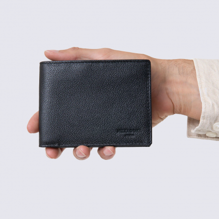 Portefeuille Hexagona, Portefeuille deux volets homme en cuir de vachette grainé marine