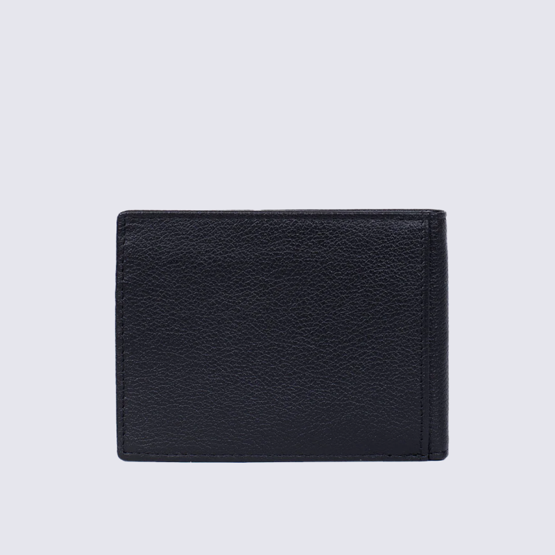 Portefeuille Hexagona, Portefeuille deux volets homme en cuir de vachette grainé noir