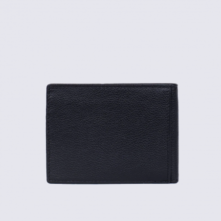 Portefeuille Hexagona, Portefeuille deux volets homme en cuir de vachette grainé noir