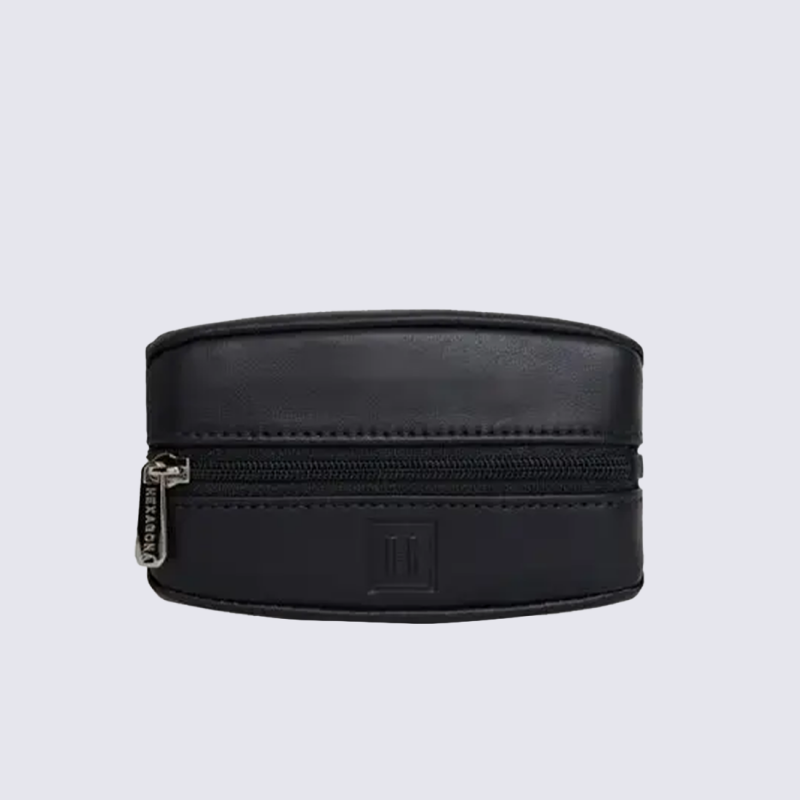 Porte-monnaie Soft Hexagona, Porte-monnaie compact élégant homme en cuir noir