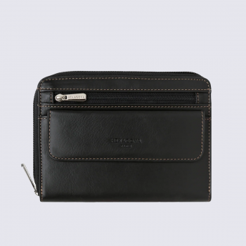 Sacoche ceinture Hexagona, Sacoche compacte homme en cuir noir
