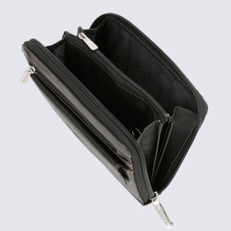 Sacoche ceinture Hexagona, Sacoche compacte homme en cuir noir