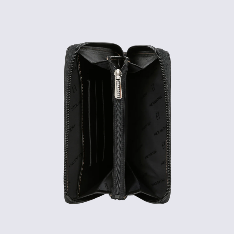 Sacoche ceinture Hexagona, Sacoche compacte homme en cuir noir