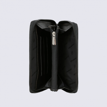 Sacoche ceinture Hexagona, Sacoche compacte homme en cuir noir