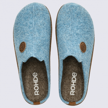 Mules Rohde, mules agréable et moderne femme en feutre bleu ciel