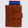 Portefeuille Bear, Portefeuille chic compact femme en cuir cognac