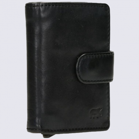 Portefeuille Bear, Portefeuille chic compact femme en cuir noir