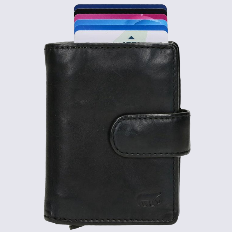 Portefeuille Bear, Portefeuille chic compact femme en cuir noir