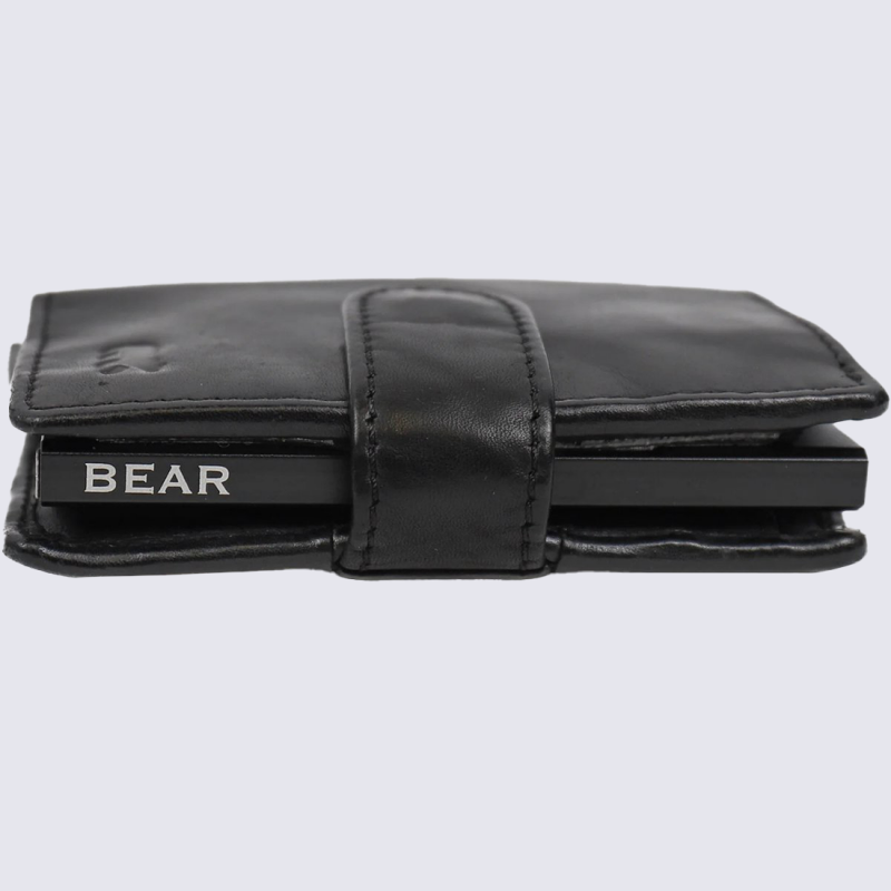 Portefeuille Bear, Portefeuille chic compact femme en cuir noir